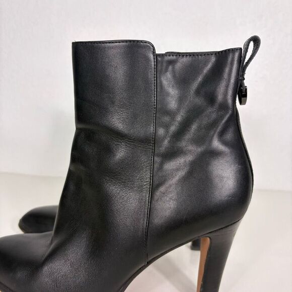 Coach Jemma Black Leather Mid Calf High Heeled Booties Size 10 - Picture 2 of 14